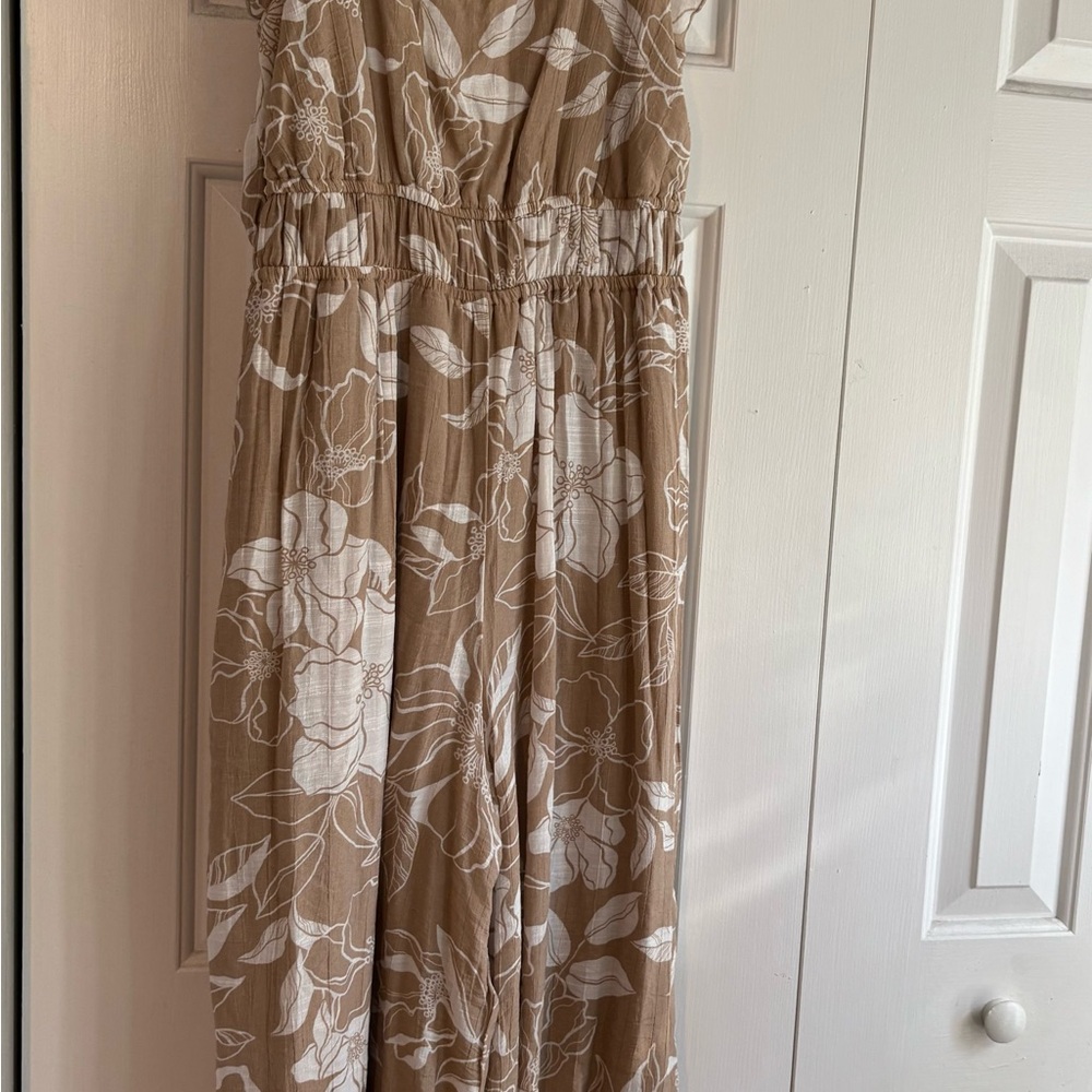 Elegant Floral Brown Jumpsuit